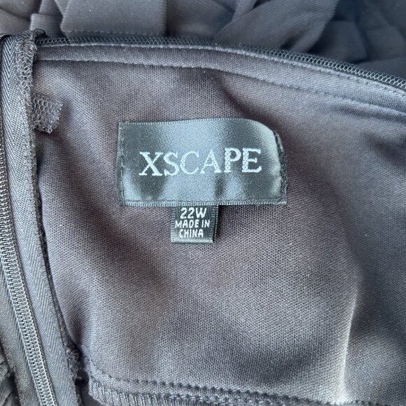 Xscape Black Illusion Beaded Neckline Evening Gown - Size 22W - Picture 3 of 5